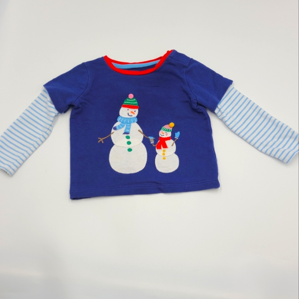 Baby Boden appliqué snowman tee size 9-12 months